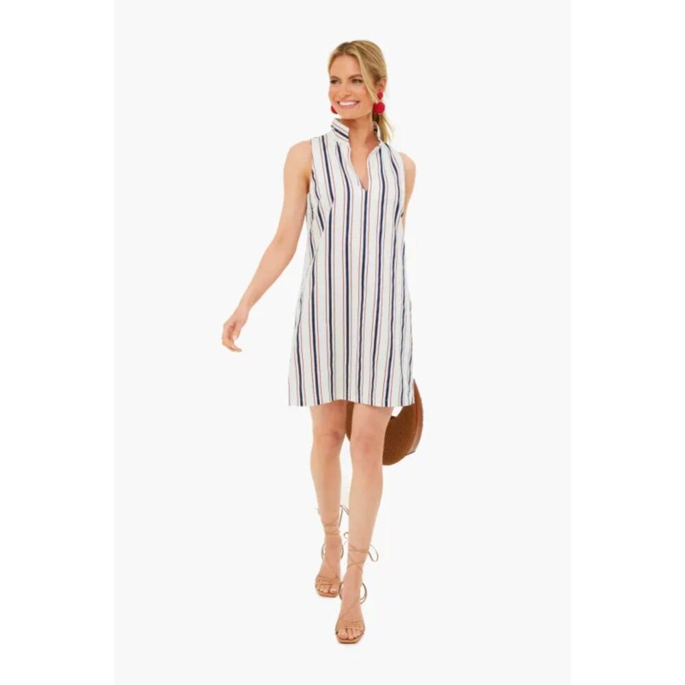 Tuckernuck Collared Shift Shirt Dress Red White & Blue XXS